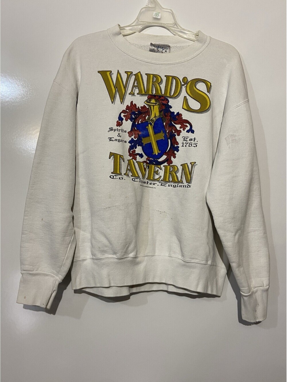 Mens DELTA White Vintage 1991 Ward's Tavern Chester England Sz L
